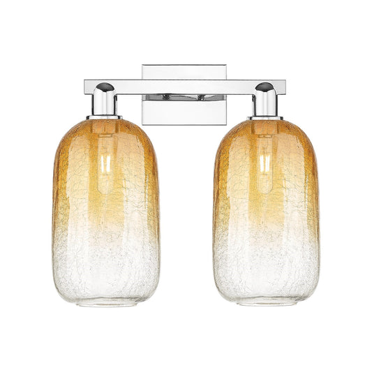 Innovations Brookhaven Cloche 18in 2-Light Bathroom Vanity Light | Industrial Polished Chrome and Amber Glass | Entryway & | Model 716-2W-PC-G482-7AM