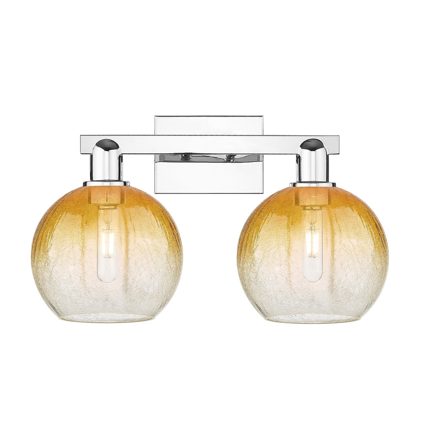Innovations Brookhaven Globe 19in 2-Light Bath Vanity Light | Industrial Polished Chrome and Amber Glass | Bathroom Vanity | 19 | Model 716-2W-PC-G483-8AM