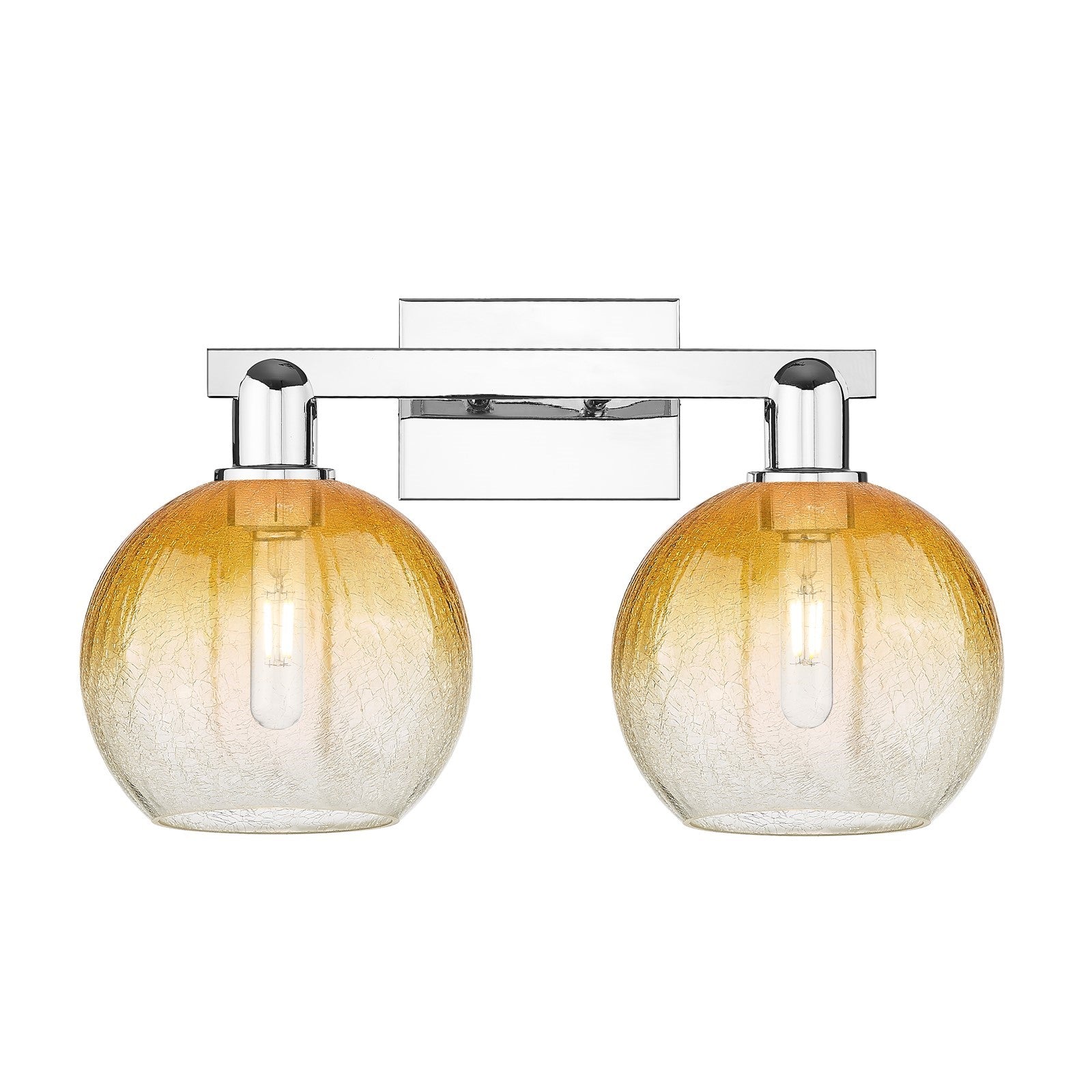 Innovations Brookhaven Globe 19in 2-Light Bath Vanity Light | Industrial Polished Chrome and Amber Glass | Bathroom Vanity | 19 | Model 716-2W-PC-G483-8AM