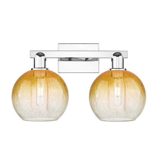 Innovations Brookhaven Globe 19in 2-Light Bath Vanity Light | Industrial Polished Chrome and Amber Glass | Bathroom Vanity | 19 | Model 716-2W-PC-G483-8AM