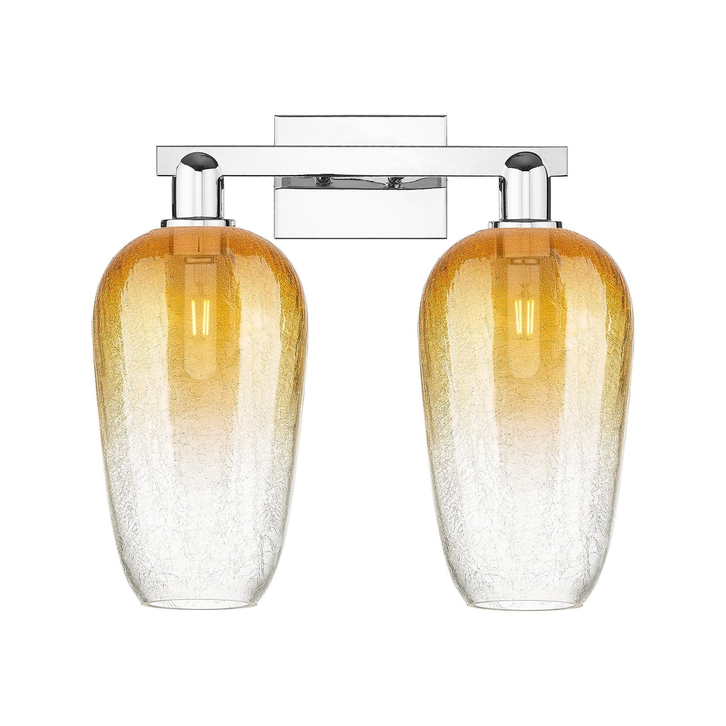 Innovations Brookhaven Flute 18in 2-Light Bath Vanity | Industrial Polished Chrome and Amber Glass | Bathroom & Powder Room | Model 716-2W-PC-G484-7AM