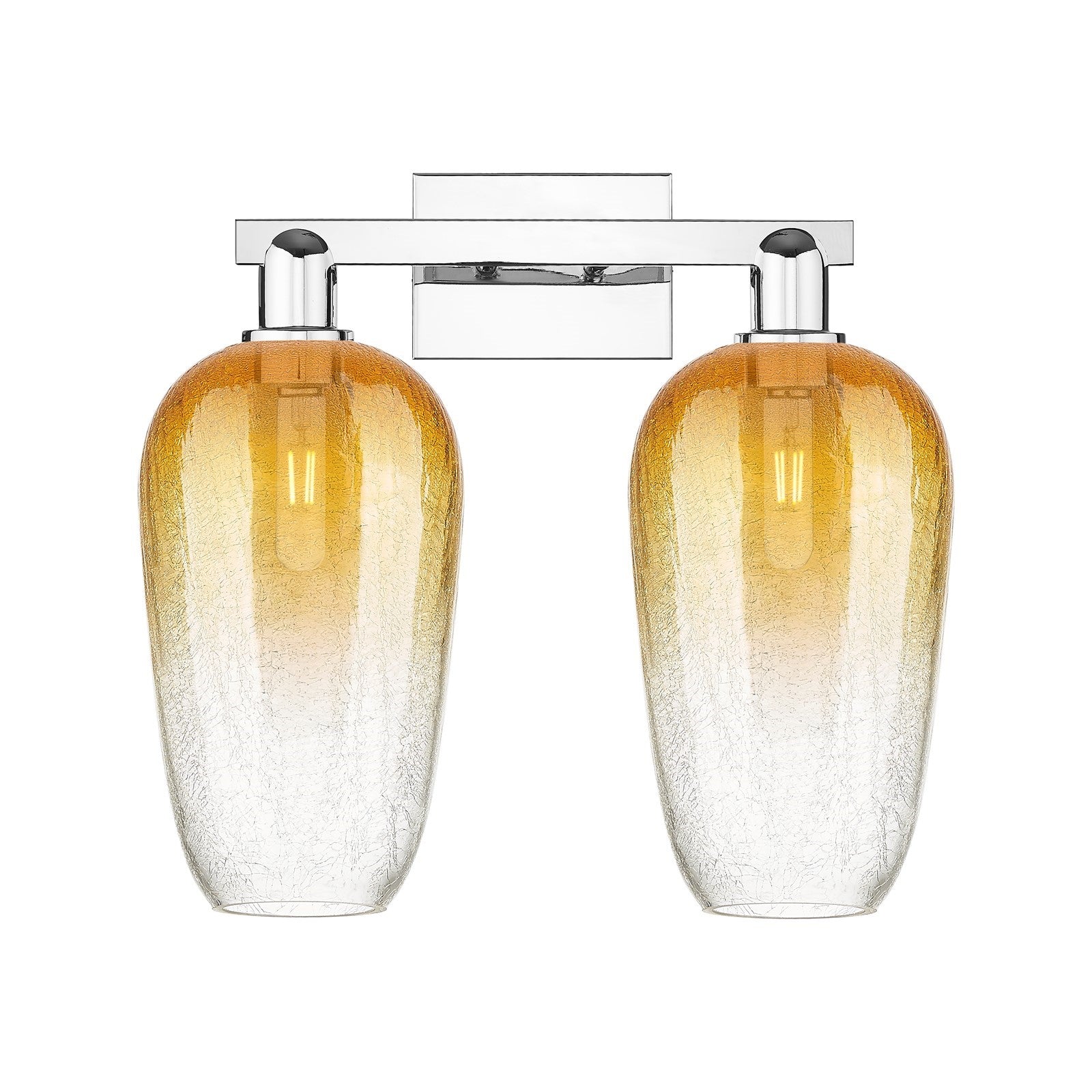 Innovations Brookhaven Flute 18in 2-Light Bath Vanity | Industrial Polished Chrome and Amber Glass | Bathroom & Powder Room | Model 716-2W-PC-G484-7AM