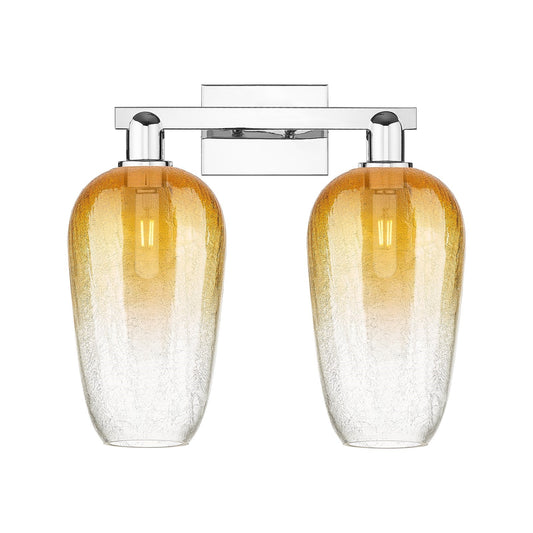 Innovations Brookhaven Flute 18in 2-Light Bath Vanity | Industrial Polished Chrome and Amber Glass | Bathroom & Powder Room | Model 716-2W-PC-G484-7AM