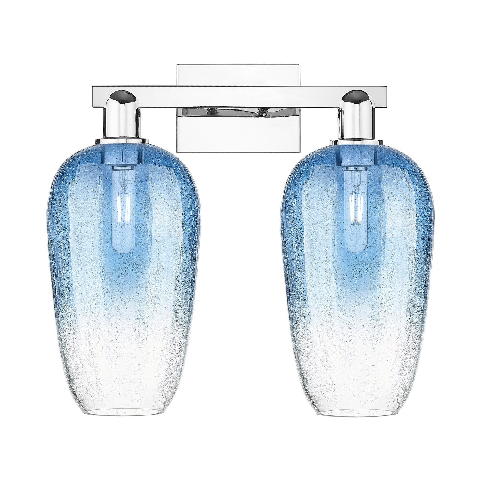 Innovations Brookhaven Flute 18in 2-Light Bath Vanity | Industrial Polished Chrome and Sapphire Blue Glass | Bathroom Vanity | Model 716-2W-PC-G484-7SB