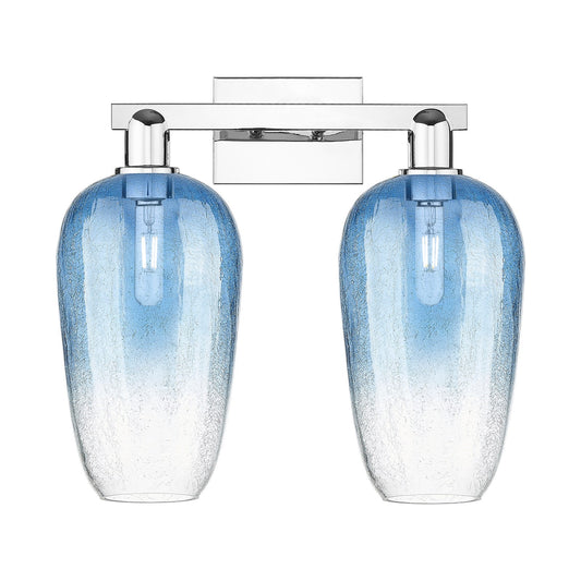 Innovations Brookhaven Flute 18in 2-Light Bath Vanity | Industrial Polished Chrome and Sapphire Blue Glass | Bathroom Vanity | Model 716-2W-PC-G484-7SB
