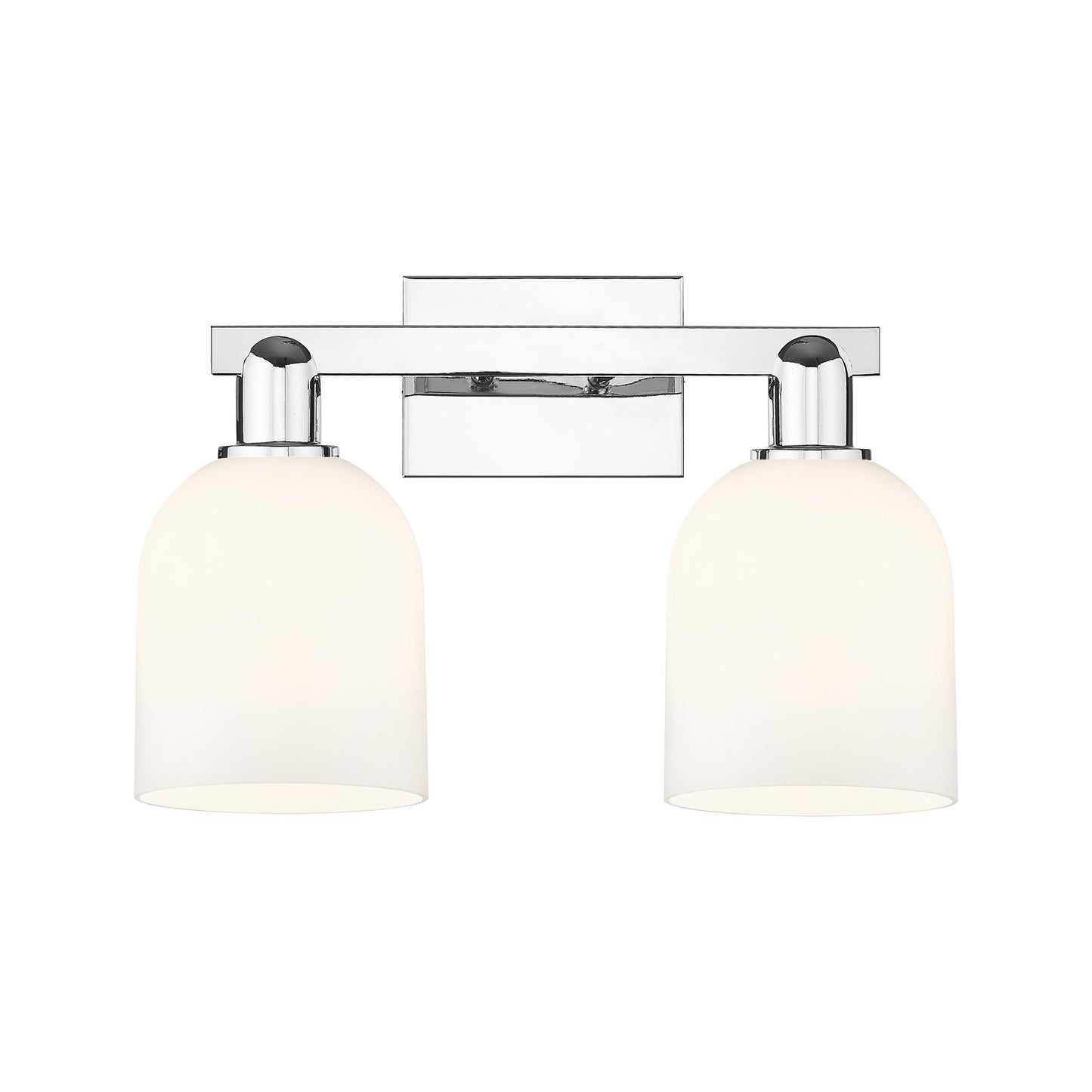 Innovations Bella 17in 2-Light Bath Vanity Light | Industrial Polished Chrome and White Glass | Bathroom Vanity | 16.5 x 11.25 | Model 716-2W-PC-G558-6GWH