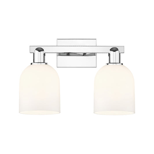 Innovations Bella 17in 2-Light Bath Vanity Light | Industrial Polished Chrome and White Glass | Bathroom Vanity | 16.5 x 11.25 | Model 716-2W-PC-G558-6GWH