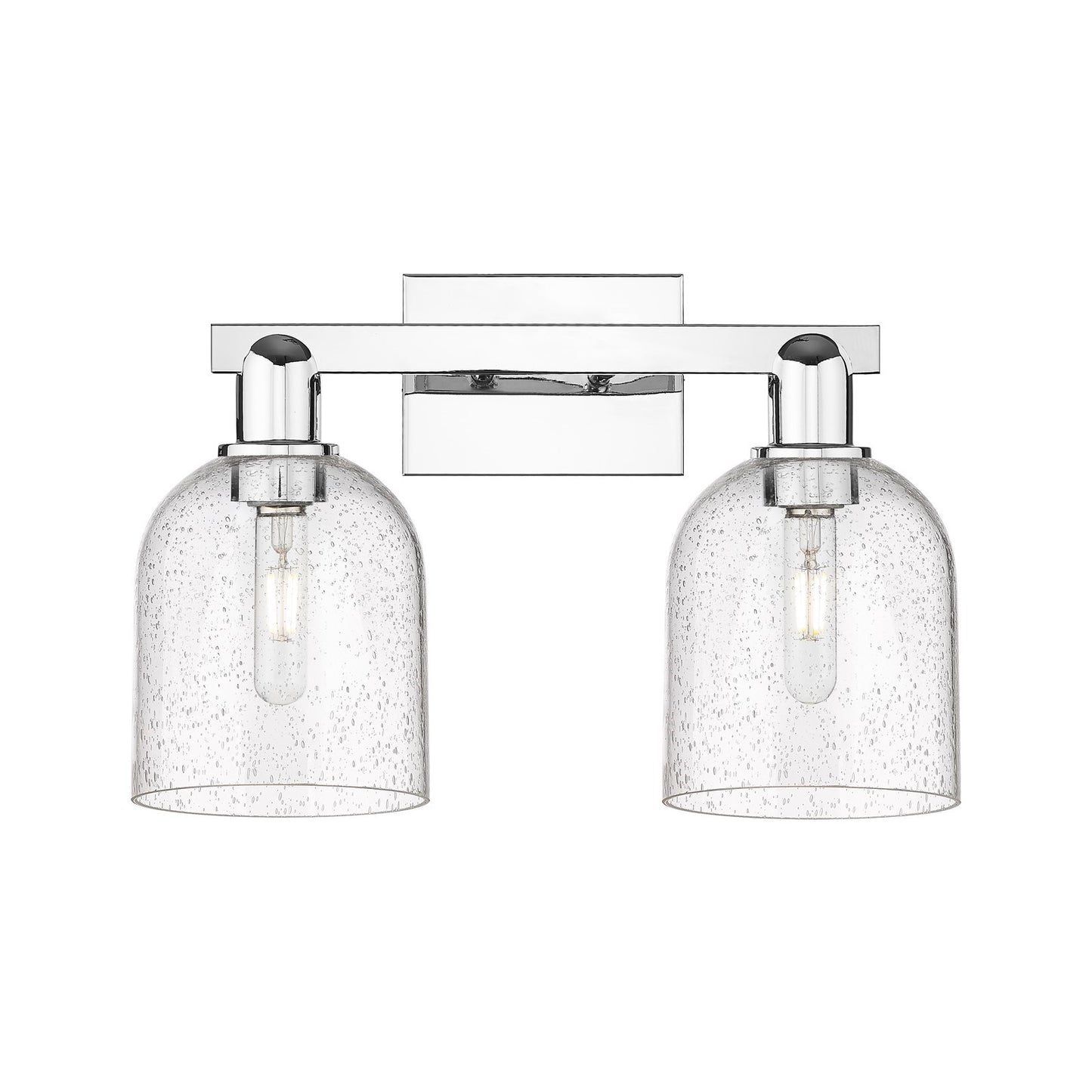 Innovations Bella 17in 2-Light Bath Vanity | Industrial Polished Chrome Steel and Seedy Glass | Bathroom Vanity Light | 16.5 x | Model 716-2W-PC-G558-6SDY