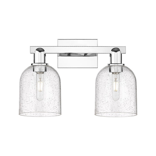 Innovations Bella 17in 2-Light Bath Vanity | Industrial Polished Chrome Steel and Seedy Glass | Bathroom Vanity Light | 16.5 x | Model 716-2W-PC-G558-6SDY