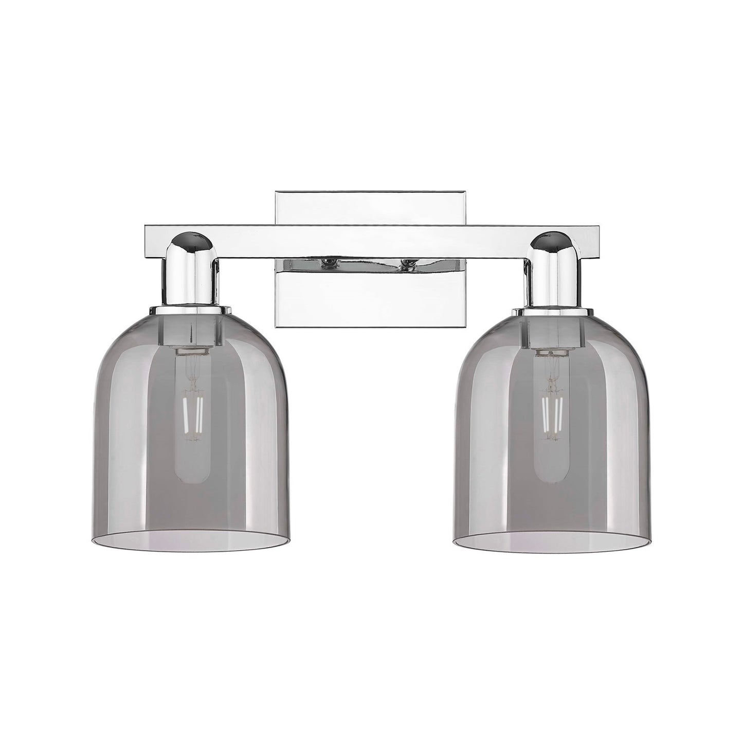 Innovations Bella 17in 2-Light Bath Vanity | Industrial Polished Chrome and Light Smoke Glass | Bathroom Vanity Light | 16.5 x | Model 716-2W-PC-G558-6SM