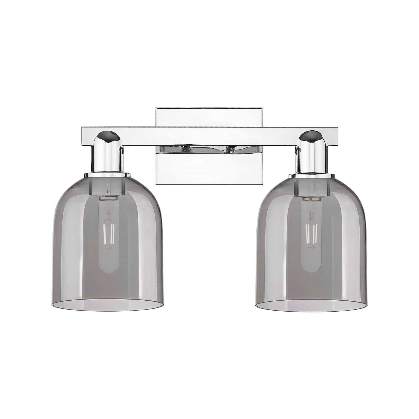 Innovations Bella 17in 2-Light Bath Vanity | Industrial Polished Chrome and Light Smoke Glass | Bathroom Vanity Light | 16.5 x | Model 716-2W-PC-G558-6SM