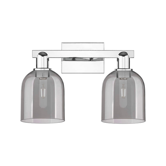 Innovations Bella 17in 2-Light Bath Vanity | Industrial Polished Chrome and Light Smoke Glass | Bathroom Vanity Light | 16.5 x | Model 716-2W-PC-G558-6SM