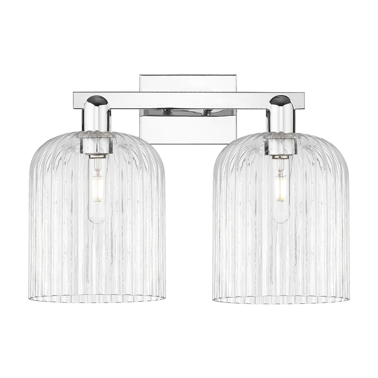 Innovations Bridal Veil 19in 2-Light Bath Vanity Light | Industrial Polished Chrome and Clear Ribbed Glass | Bathroom Vanity & | Model 716-2W-PC-G559-8CL