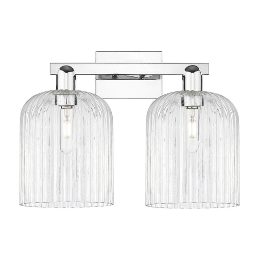 Innovations Bridal Veil 19in 2-Light Bath Vanity Light | Industrial Polished Chrome and Clear Ribbed Glass | Bathroom Vanity & | Model 716-2W-PC-G559-8CL