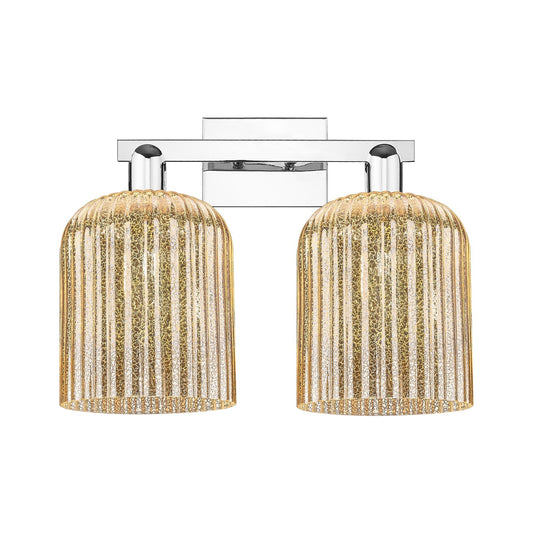 Innovations Bridal Veil 19in 2-Light Bath Vanity Light | Industrial Polished Chrome and Mercury Ribbed Glass | Bathroom Vanity | Model 716-2W-PC-G559-8ME