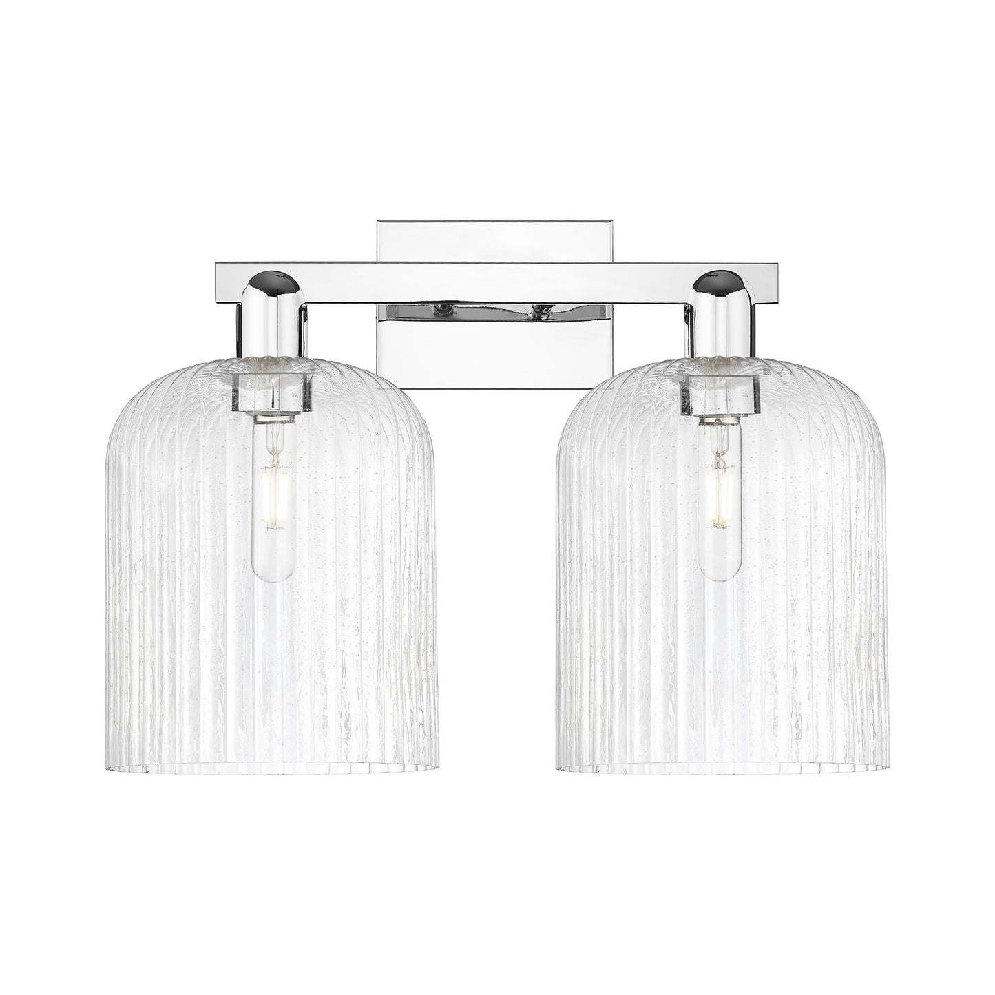 Innovations Bridal Veil 19in 2-Light Bath Vanity Light | Industrial Polished Chrome and Seedy Ribbed Glass | Bathroom Vanity | Model 716-2W-PC-G559-8SDY