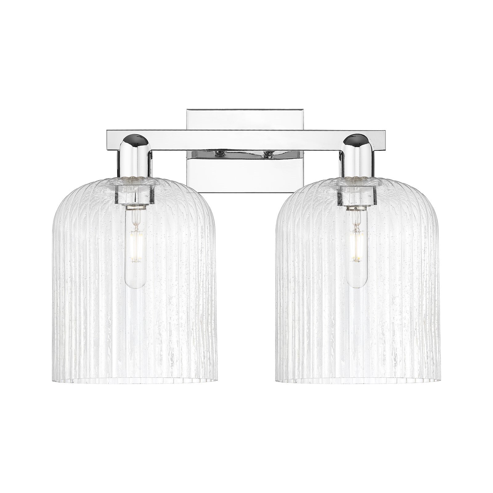 Innovations Bridal Veil 19in 2-Light Bath Vanity Light | Industrial Polished Chrome and Seedy Ribbed Glass | Bathroom Vanity | Model 716-2W-PC-G559-8SDY