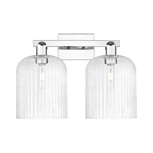 Innovations Bridal Veil 19in 2-Light Bath Vanity Light | Industrial Polished Chrome and Seedy Ribbed Glass | Bathroom Vanity | Model 716-2W-PC-G559-8SDY