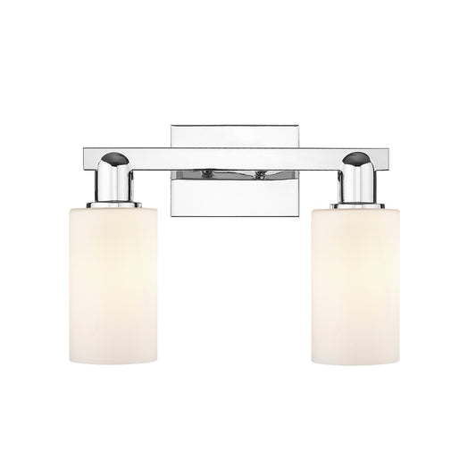 Innovations Clymer 15in 2-Light Bath Vanity Light | Industrial Modern Polished Chrome and Matte White Glass | Bathroom Vanity | Model 716-2W-PC-G801