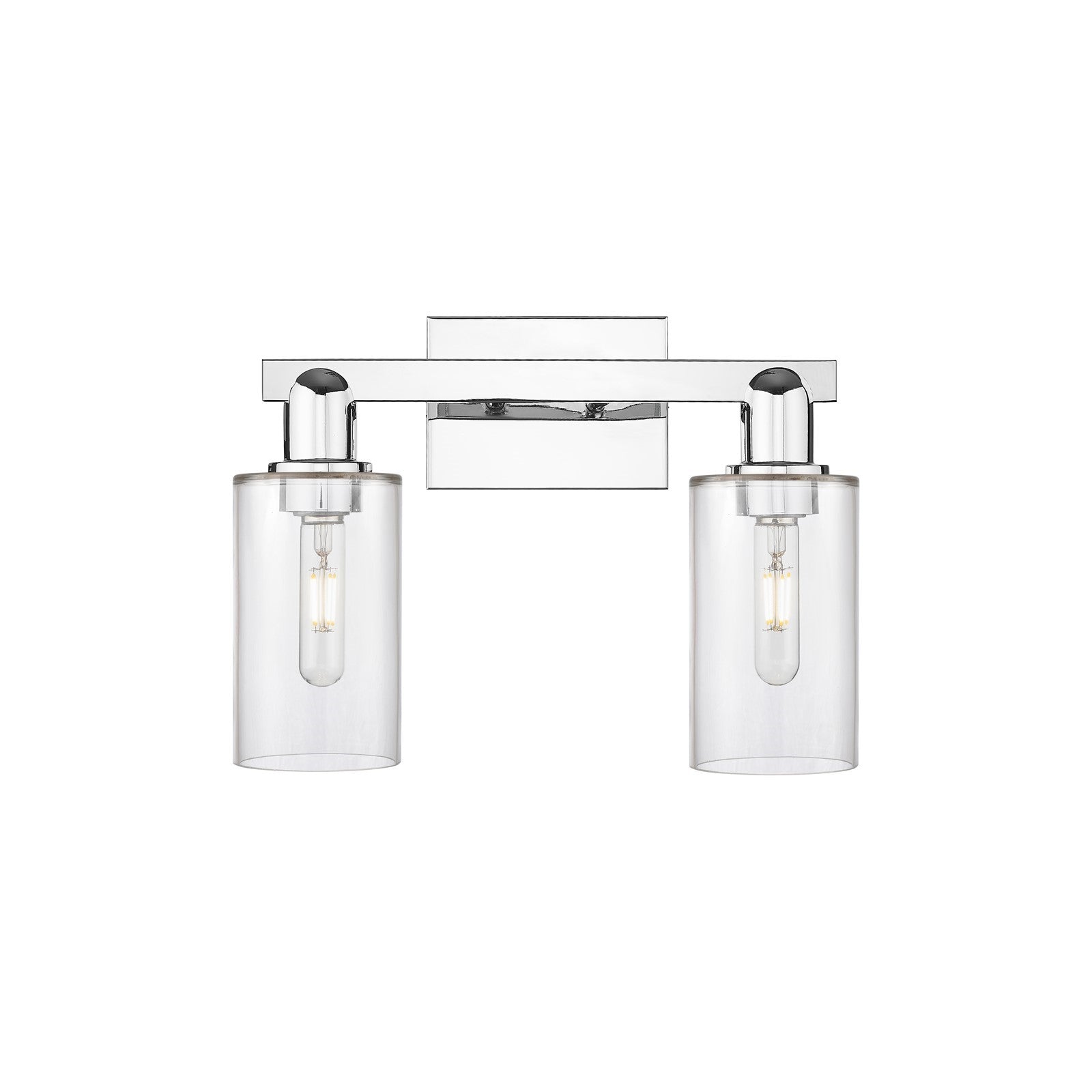 Innovations Clymer 15in 2-Light Bath Vanity Light | Industrial Modern Polished Chrome and Clear Glass | Bathroom Vanity | 14.88 x | Model 716-2W-PC-G802