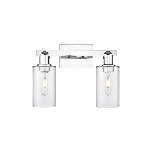 Innovations Clymer 15in 2-Light Bath Vanity Light | Industrial Modern Polished Chrome and Clear Glass | Bathroom Vanity | 14.88 x | Model 716-2W-PC-G802