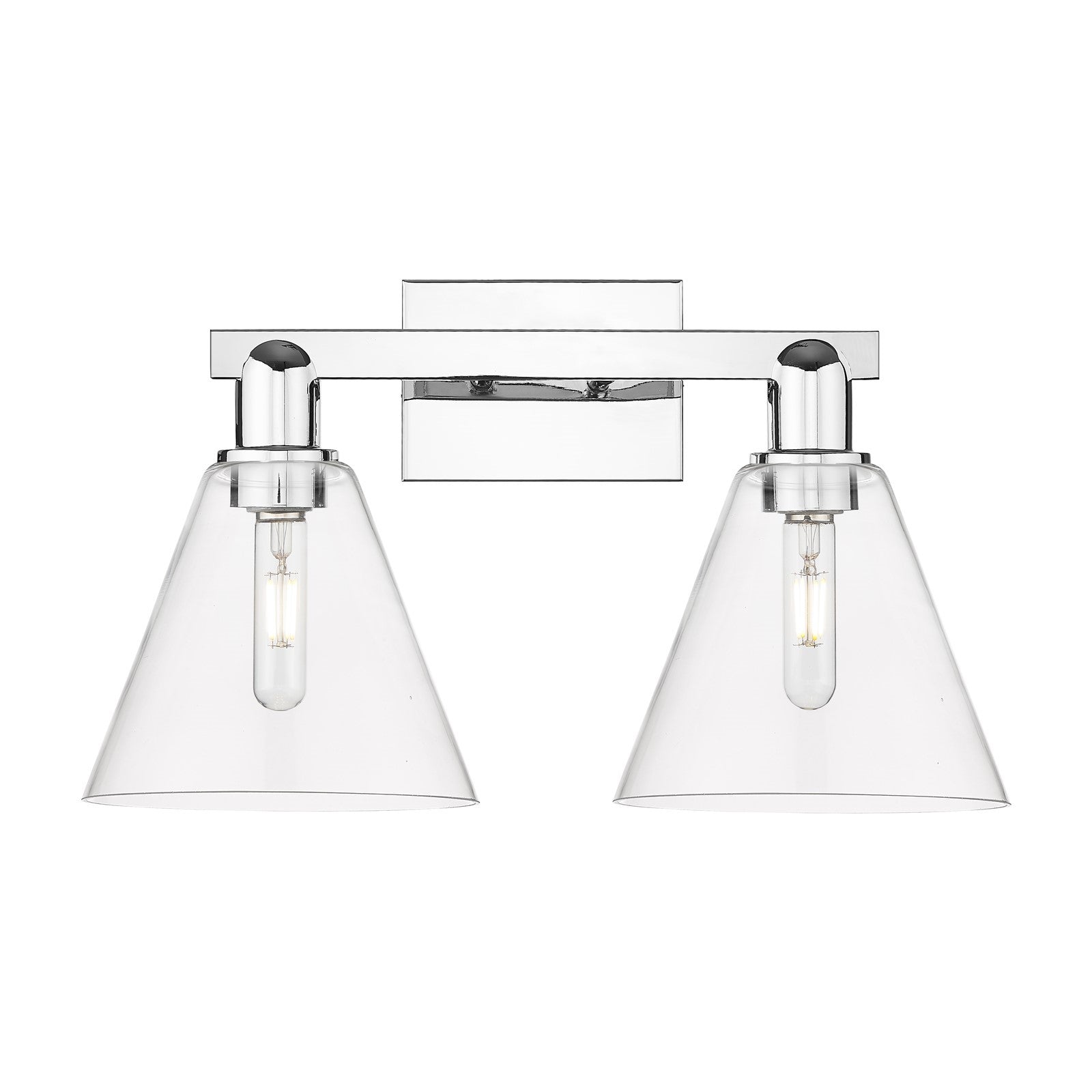 Innovations Berkshire Glass 19in 2-Light Bath Vanity | Industrial Modern Polished Chrome and Clear Glass | Bathroom Vanity Light | Model 716-2W-PC-GBC-82