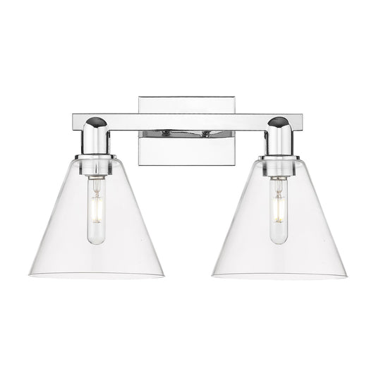 Innovations Berkshire Glass 19in 2-Light Bath Vanity | Industrial Modern Polished Chrome and Clear Glass | Bathroom Vanity Light | Model 716-2W-PC-GBC-82