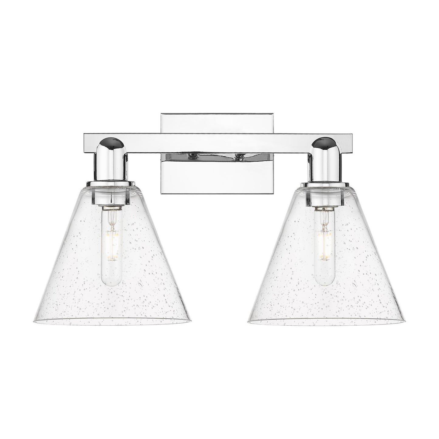 Innovations Berkshire Glass 19in 2-Light Bath Vanity | Industrial Polished Chrome Steel and Seedy Glass | Bathroom Vanity Light | Model 716-2W-PC-GBC-84