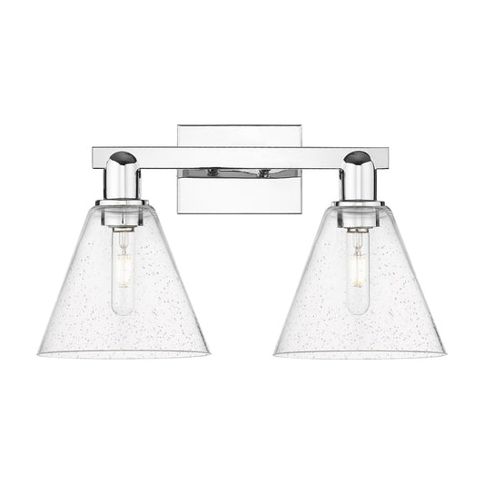 Innovations Berkshire Glass 19in 2-Light Bath Vanity | Industrial Polished Chrome Steel and Seedy Glass | Bathroom Vanity Light | Model 716-2W-PC-GBC-84