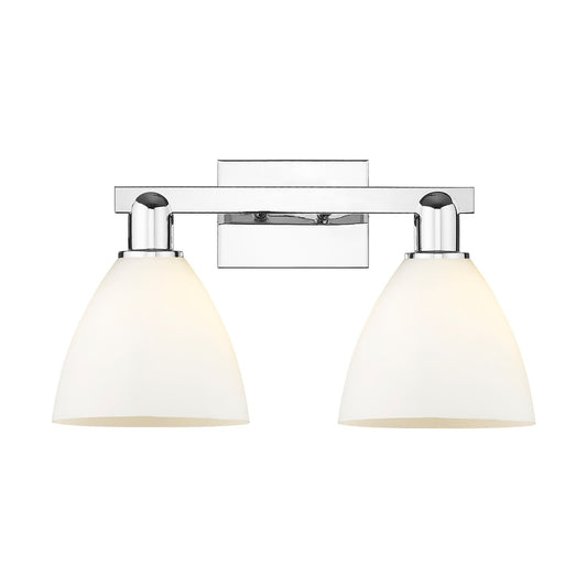 Innovations Bristol 19in 2-Light Bath Vanity | Industrial Polished Chrome and Matte White Glass | Bathroom Vanity Light | 18.5 x | Model 716-2W-PC-GBD-751