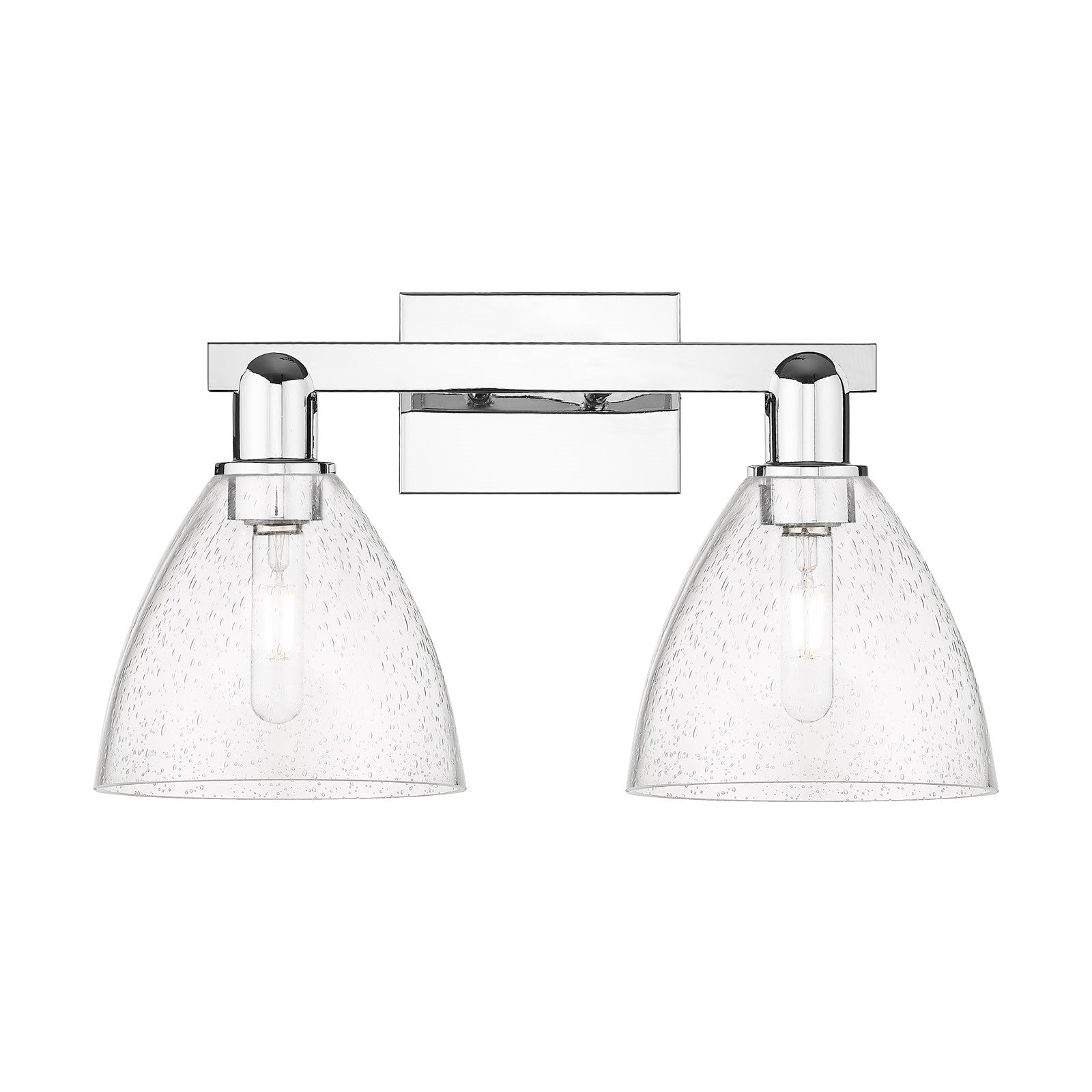 Innovations Bristol 18.5in 2-Light Bath Vanity | Industrial Polished Chrome Steel and Seedy Glass | Bathroom Vanity Light | 18.5 | Model 716-2W-PC-GBD-754