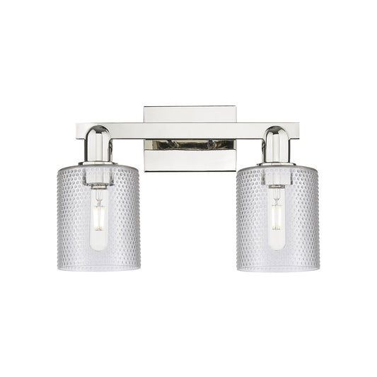 Innovations Cobbleskill 16in 2-Light Bath Vanity Light | Industrial Polished Nickel and Clear Glass | Bathroom Vanity & Powder Room | Model 716-2W-PN-G112