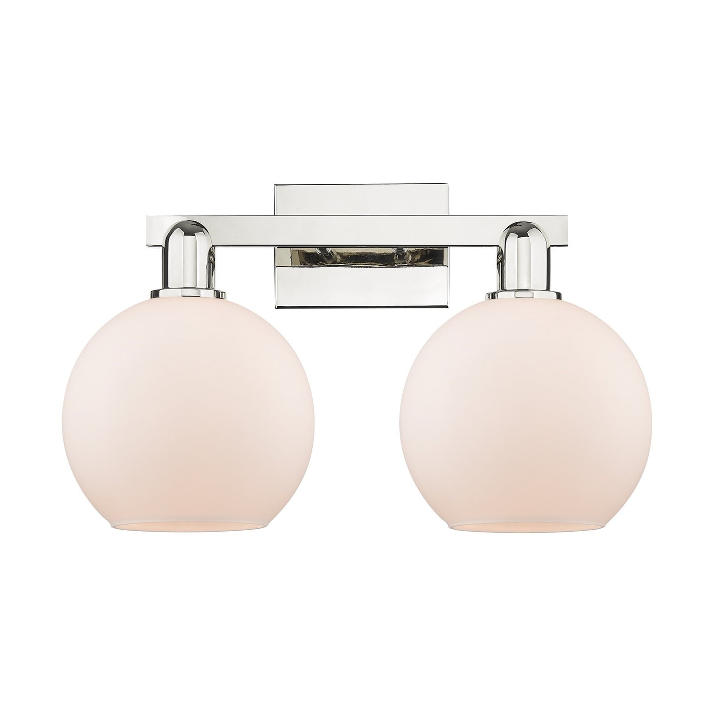 Innovations Athens 19in 2-Light Bath Vanity Light | Industrial Polished Nickel and Matte White Glass | Bathroom Vanity & Powder | Model 716-2W-PN-G121-8