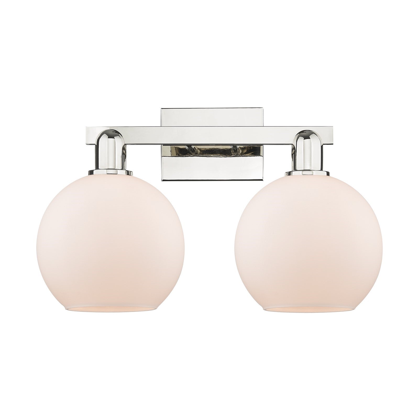 Innovations Athens 19in 2-Light Bath Vanity Light | Industrial Polished Nickel and Matte White Glass | Bathroom Vanity & Powder | Model 716-2W-PN-G121-8