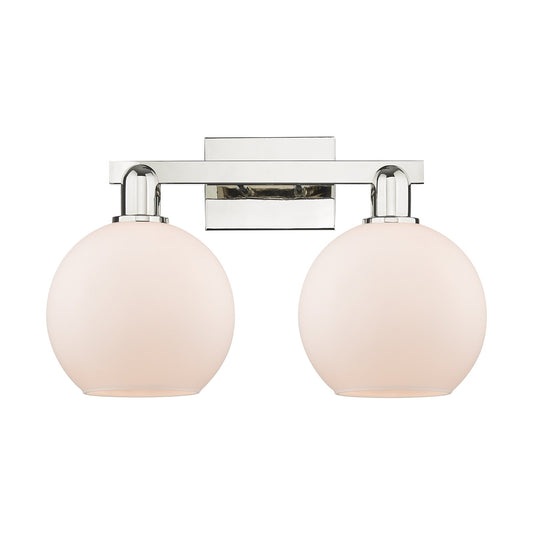 Innovations Athens 19in 2-Light Bath Vanity Light | Industrial Polished Nickel and Matte White Glass | Bathroom Vanity & Powder | Model 716-2W-PN-G121-8