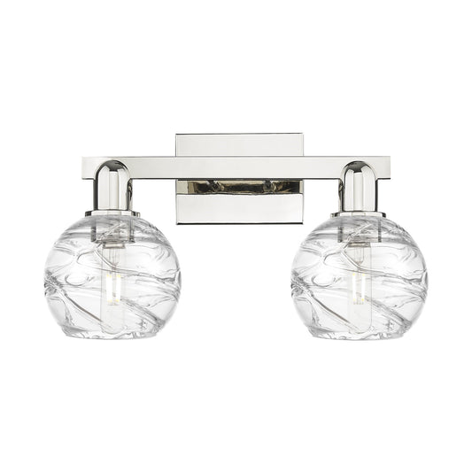 Innovations Athens Deco Swirl 16in 2-Light Bath Vanity Light | Industrial Modern Polished Nickel and Clear Deco Swirl Glass | Model 716-2W-PN-G1213-6CL