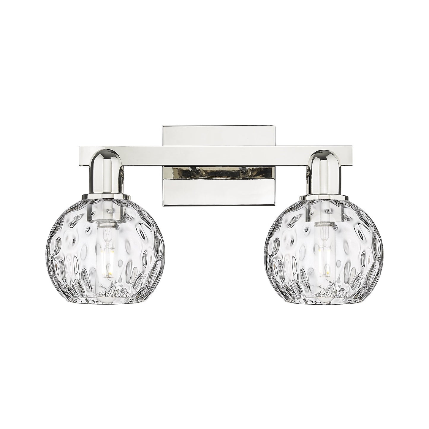Innovations Athens Water Glass 17in 2-Light Bath Vanity Light | Industrial Polished Nickel and Clear Water Glass | Bathroom | Model 716-2W-PN-G1215-6