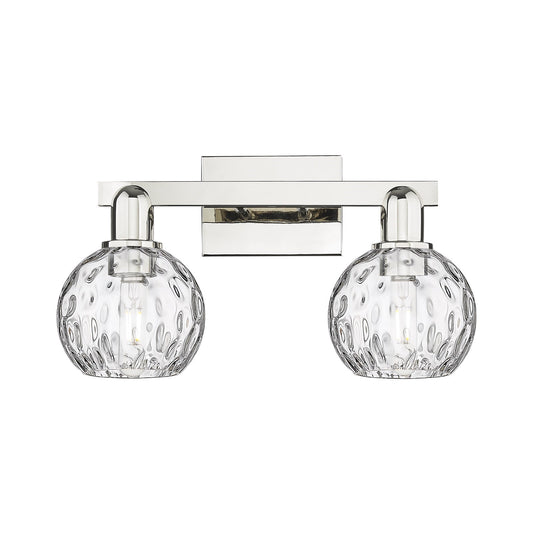 Innovations Athens Water Glass 17in 2-Light Bath Vanity Light | Industrial Polished Nickel and Clear Water Glass | Bathroom | Model 716-2W-PN-G1215-6