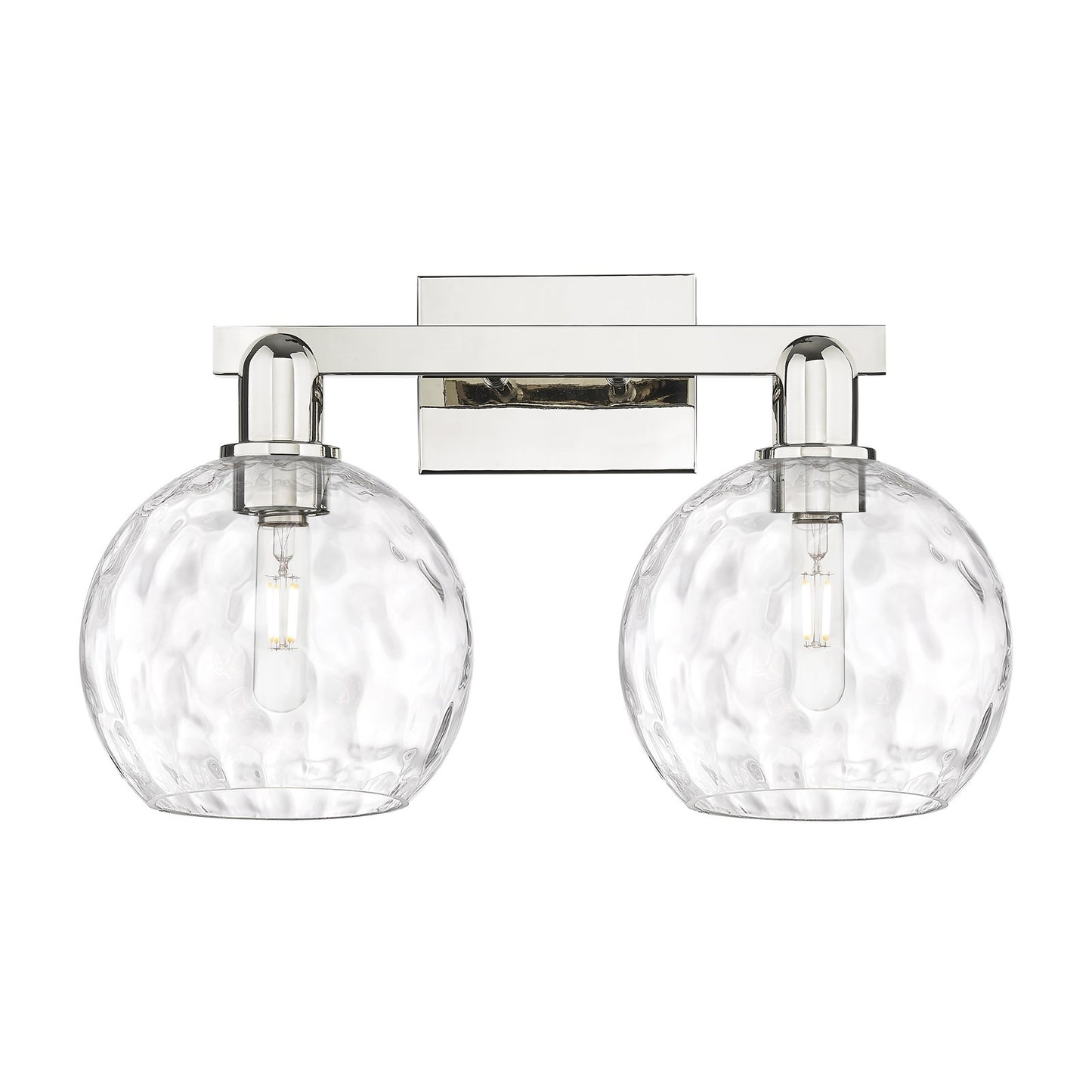 Innovations Athens Water Glass 19in 2-Light Bath Vanity Light | Industrial Polished Nickel and Clear Glass | Bathroom Vanity | Model 716-2W-PN-G1215-8