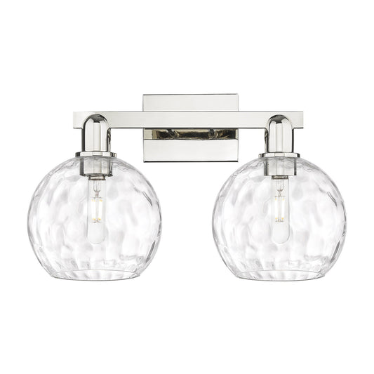 Innovations Athens Water Glass 19in 2-Light Bath Vanity Light | Industrial Polished Nickel and Clear Glass | Bathroom Vanity | Model 716-2W-PN-G1215-8