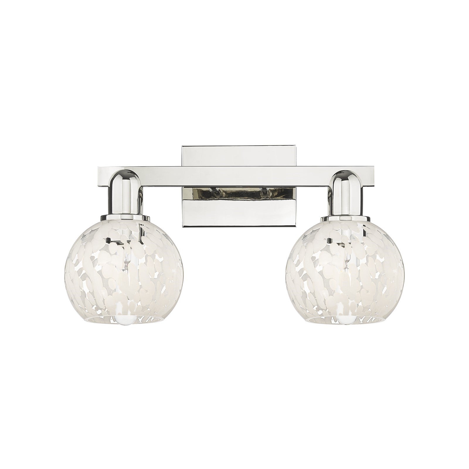 Innovations Lighting White Mouchette 17in 2-Light Bath Vanity | Industrial Transitional Polished Nickel and White Glass | Model 716-2W-PN-G1216-6WM