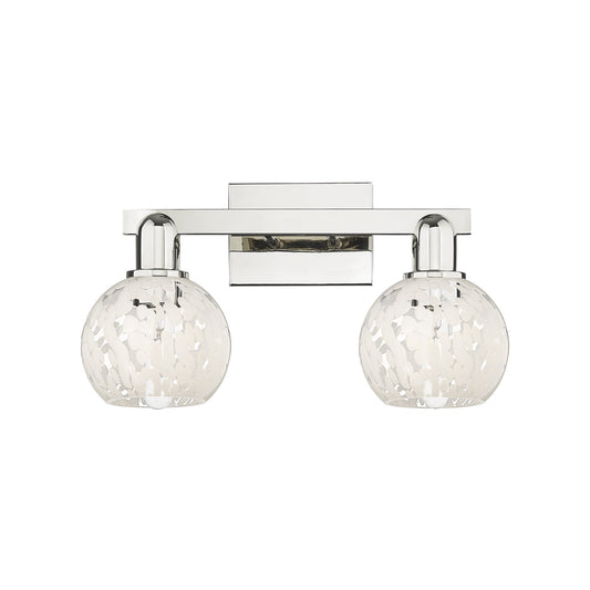 Innovations Lighting White Mouchette 17in 2-Light Bath Vanity | Industrial Transitional Polished Nickel and White Glass | Model 716-2W-PN-G1216-6WM