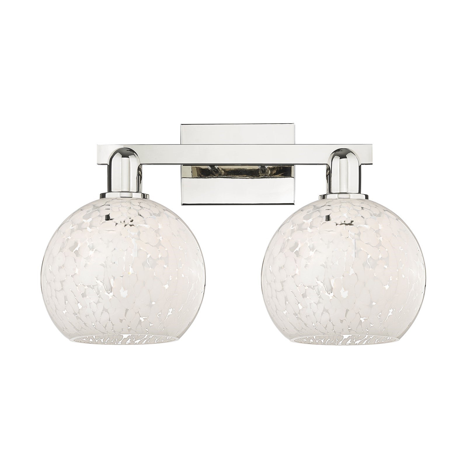 Innovations Lighting White Mouchette 19in 2-Light Bath Vanity | Industrial Transitional Polished Nickel and White Glass | Model 716-2W-PN-G1216-8WM