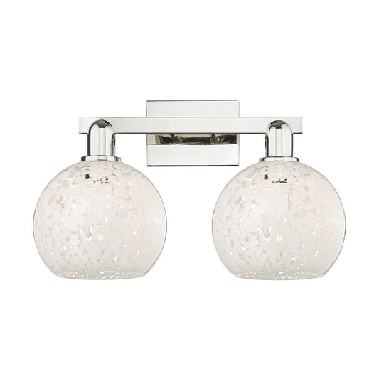 Innovations Lighting White Mouchette 19in 2-Light Bath Vanity | Industrial Transitional Polished Nickel and White Glass | Model 716-2W-PN-G1216-8WM