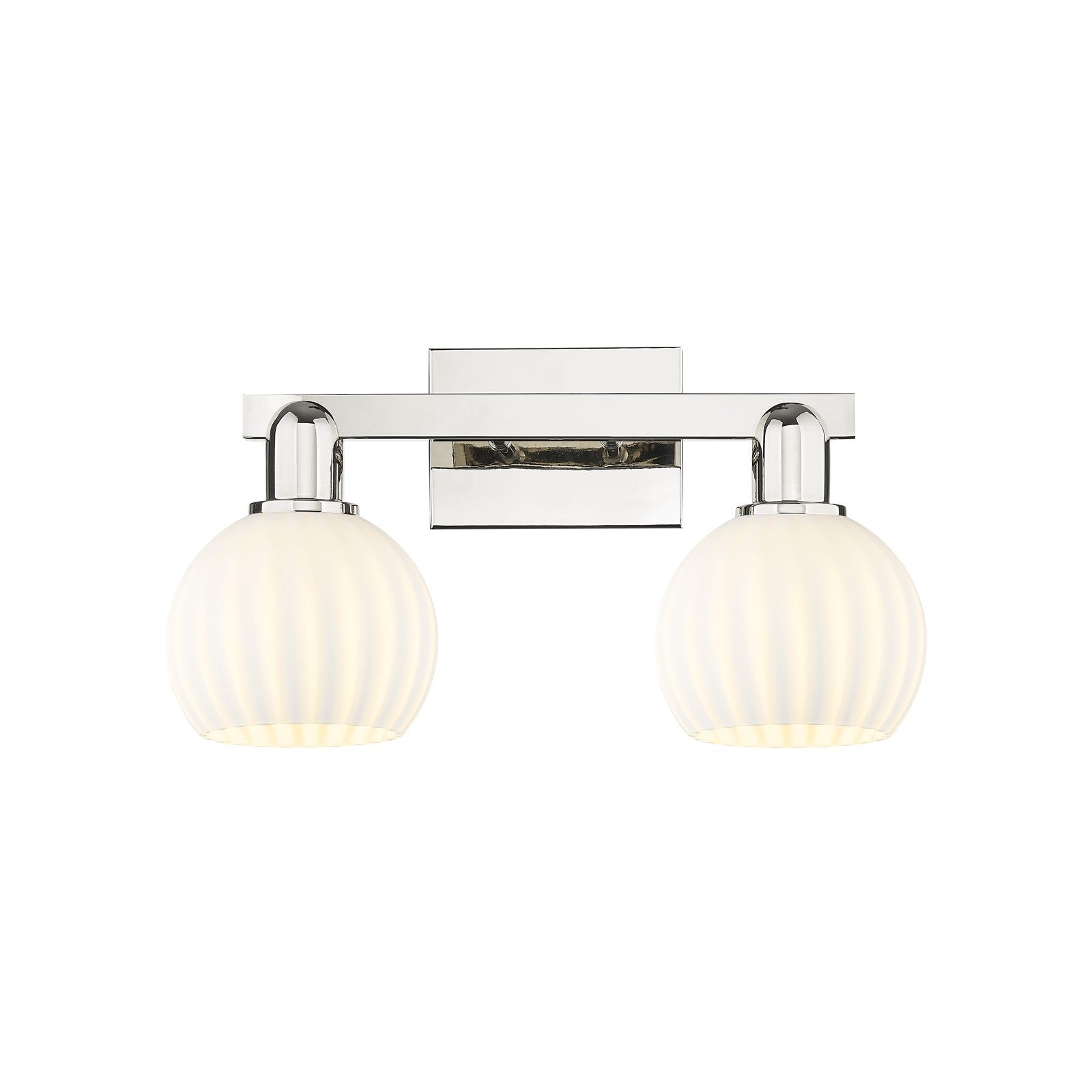Innovations Lighting White Venetian 17in 2-Light Bath Vanity Light | Industrial Polished Nickel and White Venetian Glass | Model 716-2W-PN-G1217-6WV