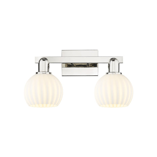 Innovations Lighting White Venetian 17in 2-Light Bath Vanity Light | Industrial Polished Nickel and White Venetian Glass | Model 716-2W-PN-G1217-6WV