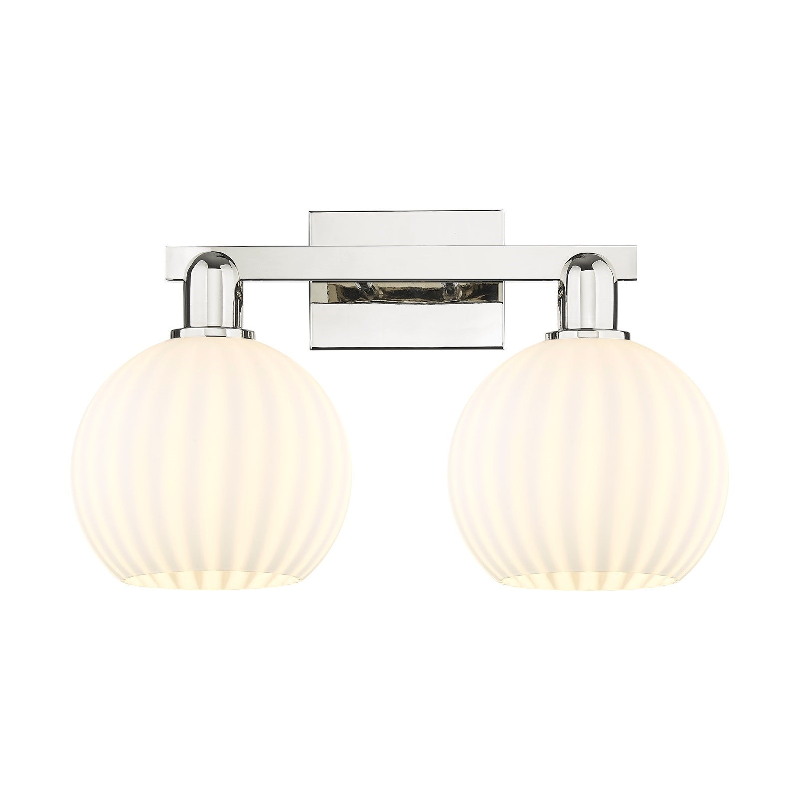 Innovations Lighting White Venetian 19in 2-Light Bath Vanity Light | Industrial Polished Nickel and White Venetian Glass | Model 716-2W-PN-G1217-8WV