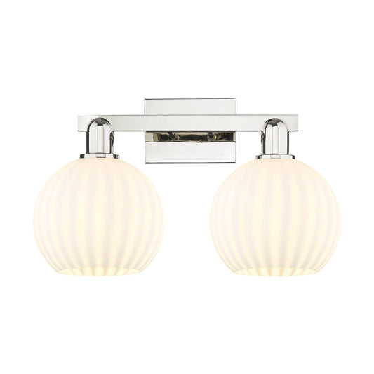 Innovations Lighting White Venetian 19in 2-Light Bath Vanity Light | Industrial Polished Nickel and White Venetian Glass | Model 716-2W-PN-G1217-8WV