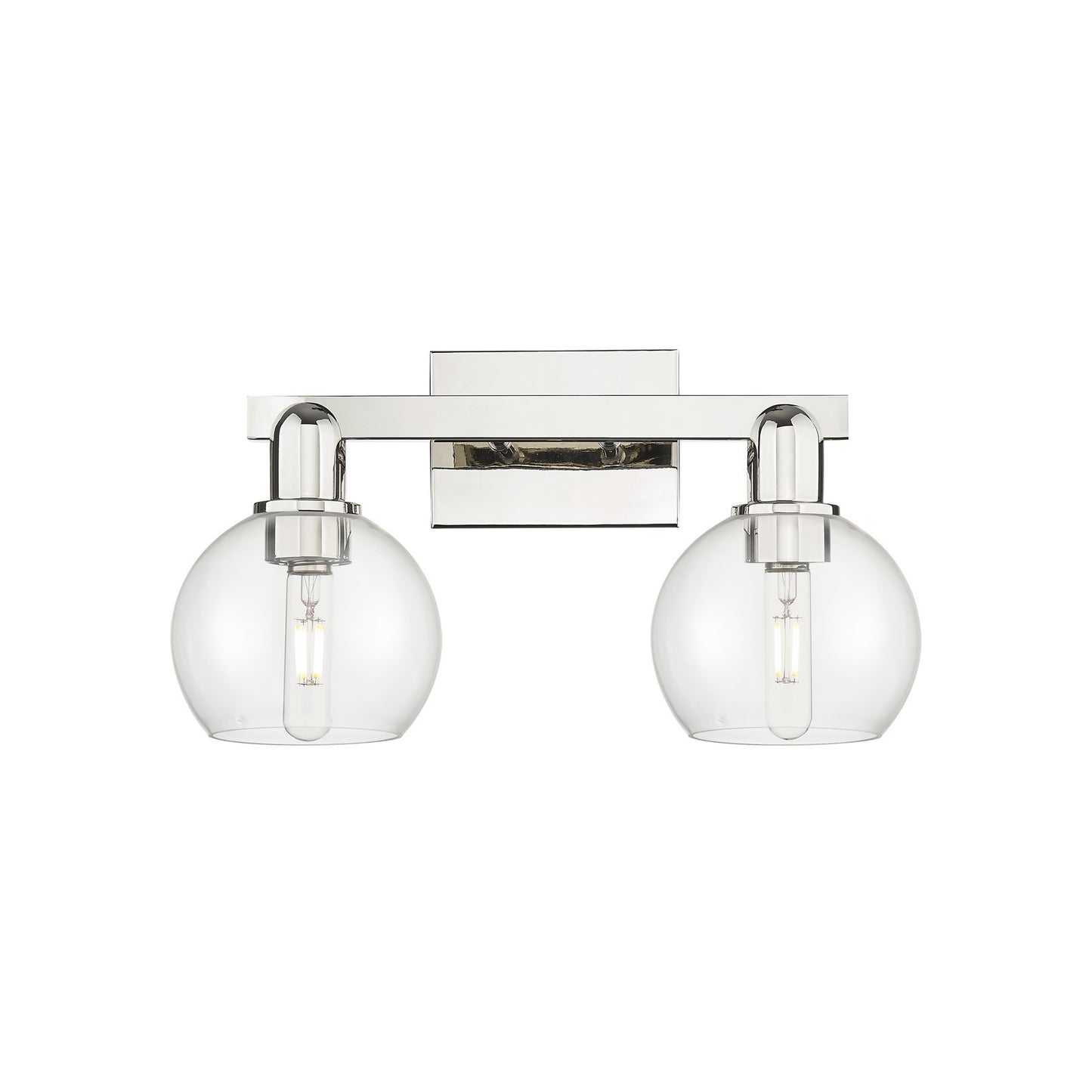 Innovations Athens 17in 2-Light Bath Vanity | Industrial Polished Nickel Steel and Clear Glass | Bathroom Vanity Light | 16.88 x | Model 716-2W-PN-G122-6
