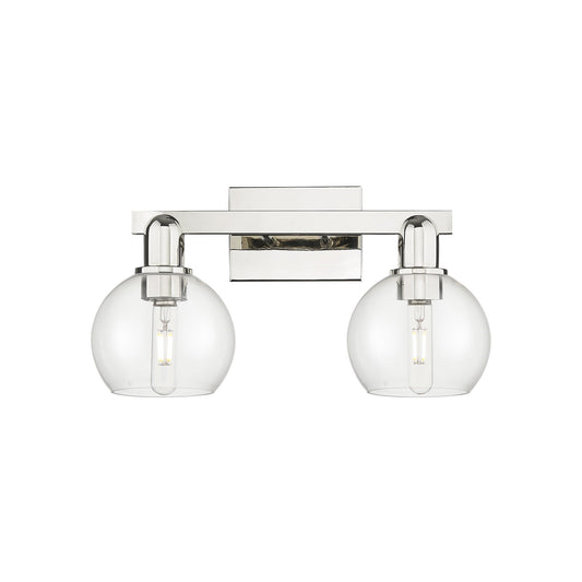 Innovations Athens 17in 2-Light Bath Vanity | Industrial Polished Nickel Steel and Clear Glass | Bathroom Vanity Light | 16.88 x | Model 716-2W-PN-G122-6